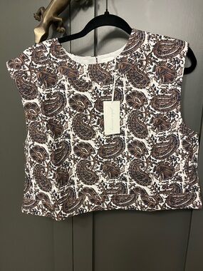 Julia Amory paisley Crop Top &  Shorts in Brown and White - Classic Chic- size L